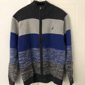 Nautica Zip Up Sweater Blue & Grey Small